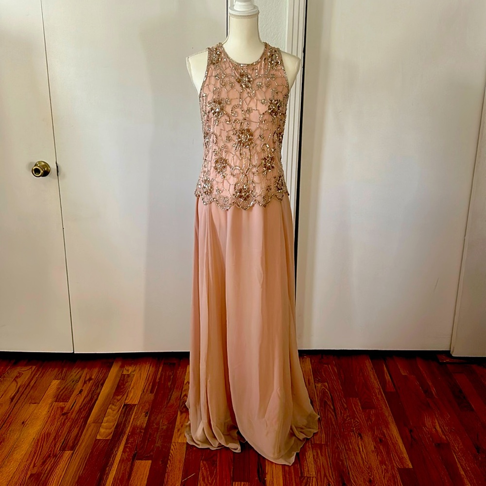 Cream, beaded formal dress, Size 8